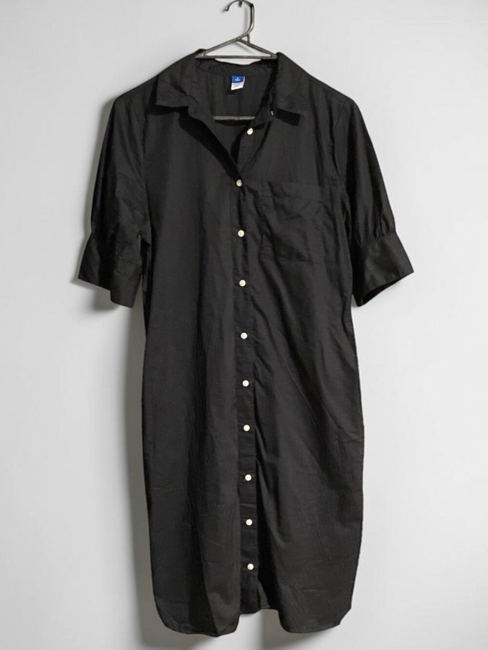 Old Navy Black Short Sleeve Mini Shirt Dress Small Tall